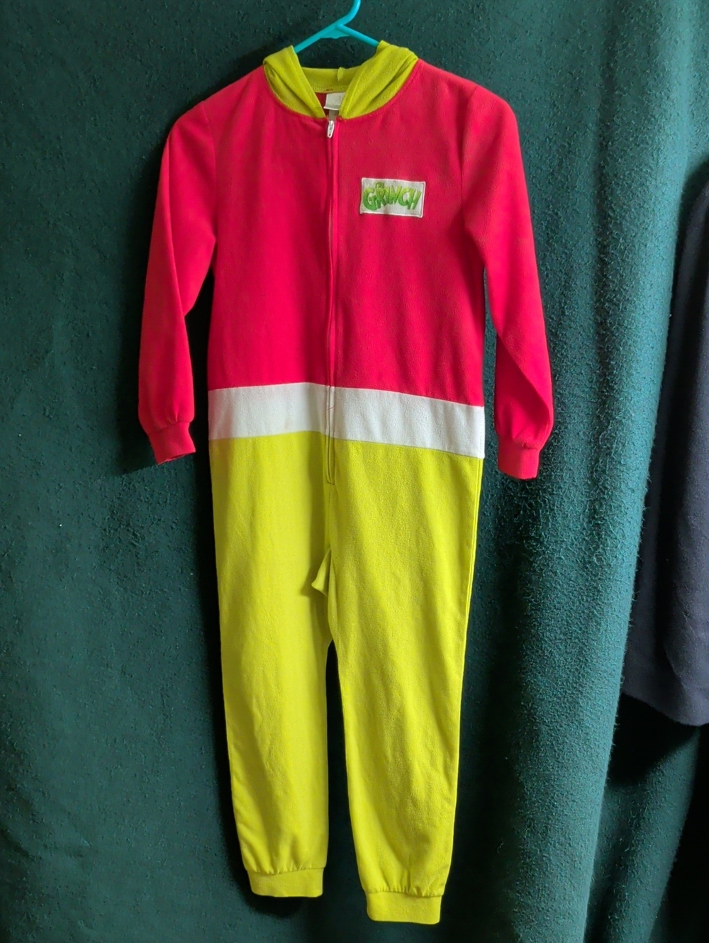 Kids The Grinch Zip-Front One-Piece Jumpsuit in Bright Pink and Green